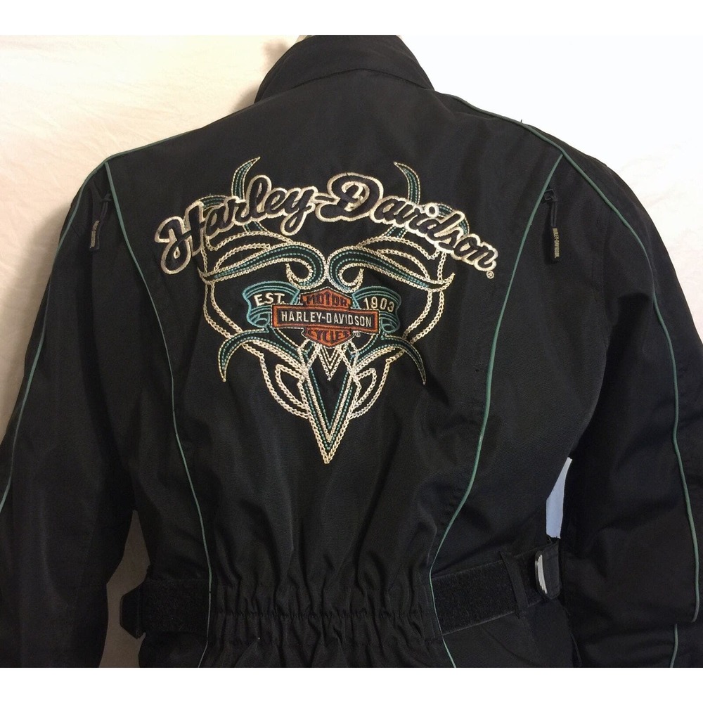 Harley Davidson Riding Jacket Sz Medium Zipper Vents Tattoo Elbow Padding Biker